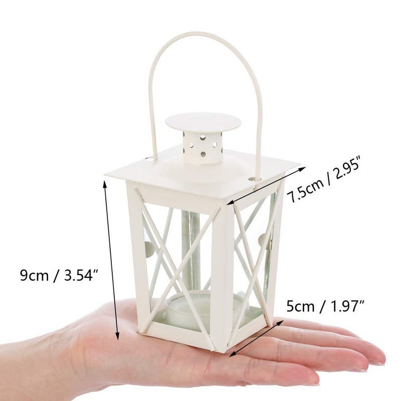 NUPTIO 4 Pcs Tealight Lanterns Hanging Candle Holder, Metal Mini Decorative Led Tea Light Candleholder Decoration for Birthday Parties Wedding Centerpiece Relaxing Spa Setting (White, 4 Pcs) - Image 2